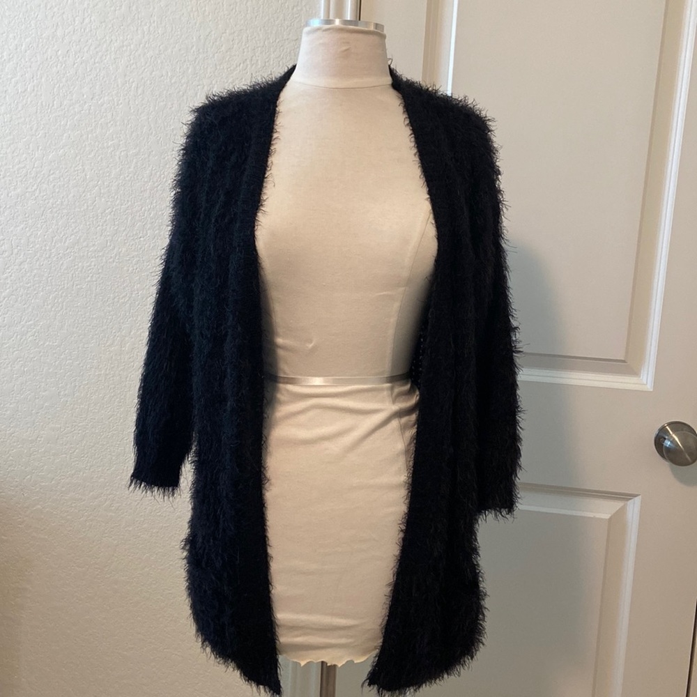 Soft fuzzy black cardigan